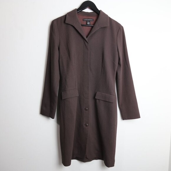 Club Monaco Vintage Wool Brown Maeve Longlined Button Down Trench Coat Size 4 - Picture 1 of 5